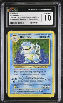 POKEMON CGC 10 Blastoise 003/034 2023 Trading Card Game Classic CLB *5065 - Image 1