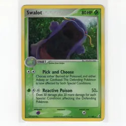 Pokemon TCG Swalot 11/100 EX Crystal Guardians Holo Rare Card EN-DMG 2006 - Image 1