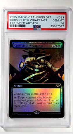 2025 MTG DFT Aetherdrift Extended Art Foil 186 Cursecloth Wrappings PSA 10 POP 2 - Image 1