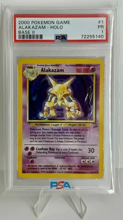 2000 Pokemon Base Set 2 Alakazam Holo 1/130 PSA 1 Poor - Image 1