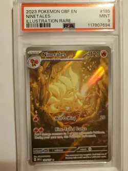 2023 Pokemon OBF # 199 Ninetales Illustration Rare PSA 9 Mint Obsidian Flames - Image 1