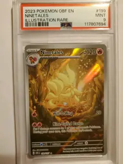 2023 Pokemon OBF # 199 Ninetales Illustration Rare PSA 9 Mint Obsidian Flames - Image 3