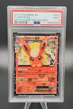 PSA 9 Mint 2016 POKEMON XY GENERATIONS RADIANT COLLECTION #RC6 FLAREON EX - Image 1