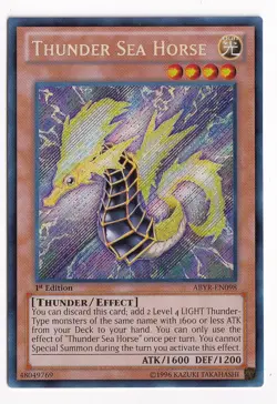ABYR-EN098 Thunder Sea Horse Secret Rare 1st Edition LP Yugioh Card - Image 1