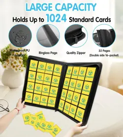 DEQADIC 16 Pocket Card Binder, 1000+ Trading Card Album Folder, Side Loading Rin - Image 3