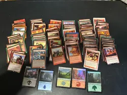 Lot of 100 Magic the Gathering Rare cards. All Red MTG. All older cards w bonus - Image 1