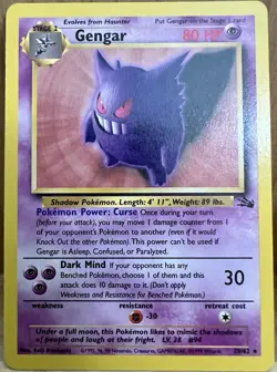 Gengar Pokemon TCG Fossil Set Unlimited 20/62 Rare Non-Holo LP - Image 2
