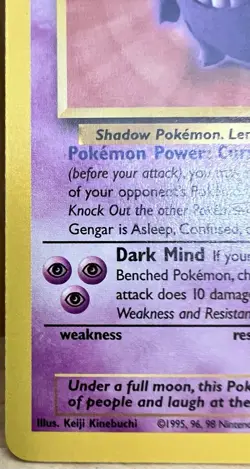 Gengar Pokemon TCG Fossil Set Unlimited 20/62 Rare Non-Holo LP - Image 4