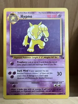 Hypno Pokemon TCG Fossil Set Unlimited 23/62 Rare Non-Holo LP - Image 2