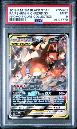 POKEMON SM BLACK STAR PROMO RESHIRAM & CHARIZARD GX #SM201 PSA 9 MINT #116135770 - Image 1