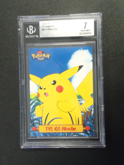 1999 POKEMON Pikachu #TV2 TOPPS Animation Series 1 BECKETT NEAR MINT 7 - Image 1