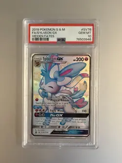 2019 POKEMON SUN & MOON HIDDEN FATES #SV76 FULL ART/SYLVEON GX PSA 10 GEM MINT - Image 1