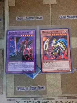 YUGIOH DARK FLARE KNIGHT 1ST + MIRAGE KNIGHT LCYW COMMON UN ED NM - Image 1