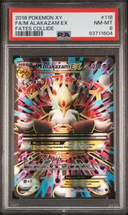 PSA 8 NM-MT 2016 Pokemon Mega Alakazam EX #118 XY Fates Collide Full Art - Image 1