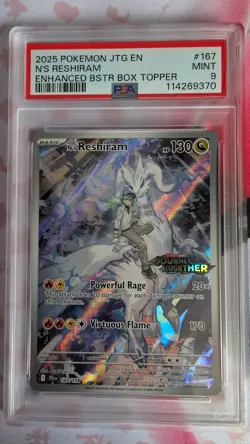 PSA 9 N's Reshiram 167 Pokemon Jtg En Journey Together 2025 Enhanced Topper - Image 1