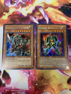 Yugioh Rocket Warrior CT2-EN005 + Gilford The Lightning CT2-EN001 Secret Rare - Image 1