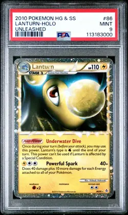 2010 POKEMON UNLEASHED LANTURN PRIME #86 ULTRA RARE PSA 9 MINT #113183000 - Image 1