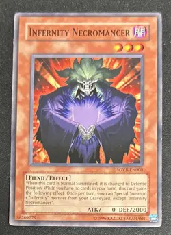 1996 Yugioh Stardust Overdrive Infernity Necromancer Card #SOVR-EN008 VG O/C - Image 1