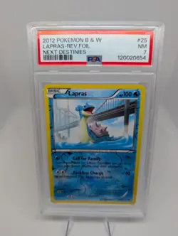 Lapras 25/99 Rare Next Destinies Reverse Holo Pokemon TCG Card PSA 7 NM Graded - Image 1
