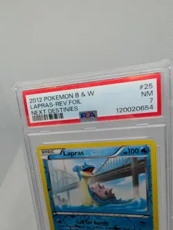 Lapras 25/99 Rare Next Destinies Reverse Holo Pokemon TCG Card PSA 7 NM Graded - Image 3