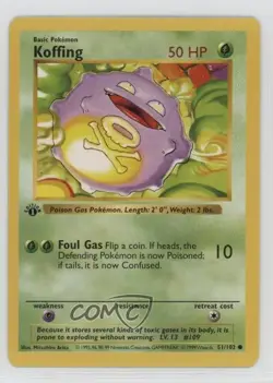 Koffing Shadowless 1st Ed. Pokemon Base Set #51 1999 4k2 - Image 1