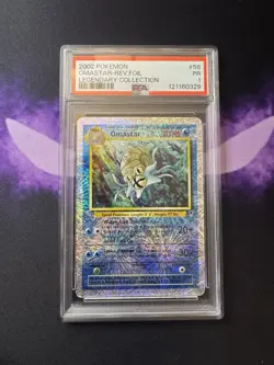 2002 Pokemon Legendary Collection #58 Omastar Reverse Foil Holo PSA 1 POP 8 - Image 1