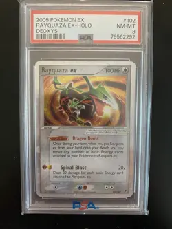 2005 Pokemon Rayquaza EX Deoxys Ultra Rare Holo Card 102/107 PSA 8 - Image 1