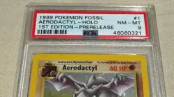 1999 1st Edition Pokemon Fossil Aerodactyl Holo Prerelease Promo Card 1/62 PSA 8 - Image 5