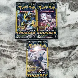 Pokemon Lost Thunder 3 Card Light Dollar Booster Pack Artset Pokemon 3 Packs - Image 1