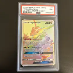 Rayquaza GX 177/168 Secret Rare 2018 Celestial Storm Pokemon Card PSA 9 MINT - Image 1