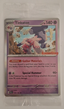Pokemon TCG 105/193 Tinkaton GameStop Promo Holo Card SEALED - Image 1