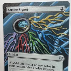 mtg Arcane Signet altered hand painted Art Magic the Gathering “5 Colored Ring” - Image 2