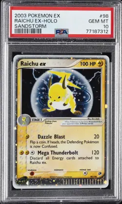 2003 POKEMON EX SANDSTORM #98 RAICHU EX-HOLO PSA 10 - Image 1