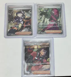 Pokemon TCG Trainer Cards Set - Poppy, Atticus, Explorer's Guidance - Image 1