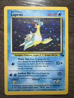 Lapras Pokemon Card Fossil Set 10/62 Holo Rare Trading Card - Image 1