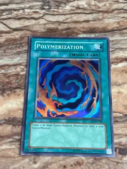 Yugioh Polymerization Holo Card LOB-059 Super Rare Moderately Played - Image 1