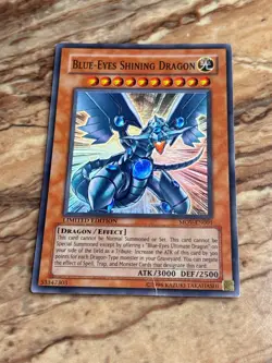 Yugioh Blue-Eyes Shining Dragon Holo Card MOV-EN001 Limited Edition HP - Image 1
