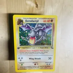 Vintage 1999 Aerodactyl 1/62 Fossil Holo Rare 1st Ed Prerelease LP Pokemon Card - Image 1