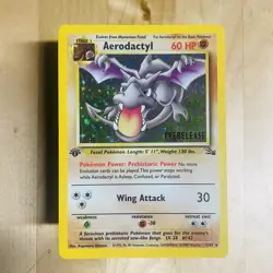 Vintage 1999 Aerodactyl 1/62 Fossil Holo Rare 1st Ed Prerelease LP Pokemon Card - Image 2