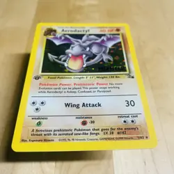 Vintage 1999 Aerodactyl 1/62 Fossil Holo Rare 1st Ed Prerelease LP Pokemon Card - Image 3