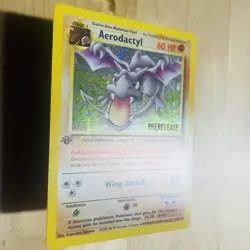 Vintage 1999 Aerodactyl 1/62 Fossil Holo Rare 1st Ed Prerelease LP Pokemon Card - Image 4