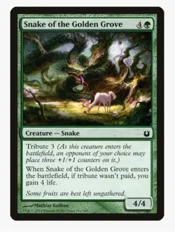 Snake of the Golden Grove #141 BNG Magic Card in a Protective Sleeve - Image 1
