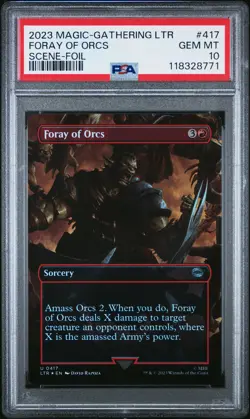 2023 MTG TALES OF MIDDLE-EARTH SCENE-FOIL #417 FORAY OF ORCS PSA 10 - Image 1