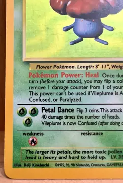 Vileplume Pokemon TCG Jungle Set Unlimited 15/64 Rare Holo 1999 LP - Image 3