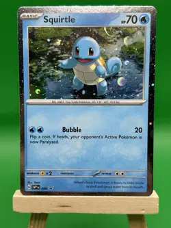 Squirtle Black Star Promo 048 Cosmos Holo HD Swirl Pokemon 151 🌀💦🐢 - Image 2