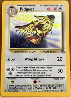 Pidgeot Pokemon TCG Jungle Set Unlimited 8/64 Rare Holo 1999 LP - Image 2