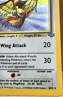 Pidgeot Pokemon TCG Jungle Set Unlimited 8/64 Rare Holo 1999 LP - Image 4
