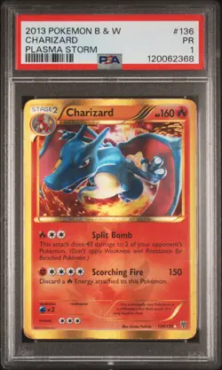 2013 POKEMON B&W PLASMA STORM #136 CHARIZARD PSA 1 - Image 1