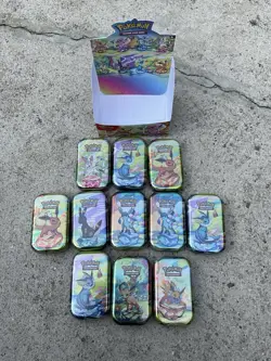 Pokemon TCG Prismatic Evolutions 11 Sealed Mini Tins Display Set Brand New - Image 1