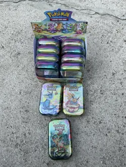 Pokemon TCG Prismatic Evolutions 11 Sealed Mini Tins Display Set Brand New - Image 4